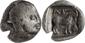 (s. V a.C.). Tracia. Ainos. Dióbolo. (S. 1567 var) (CNG. III, 1274 var). Emisión bárbara. 0,95 g. BC+/MBC-