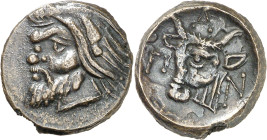 (325-310 a.C.). Bósforo Cimerio. Pantikapaion. AE 16. (S. 1699 var) (CNG. VII, falta). 3,99 g. EBC-.