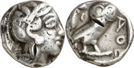 (454-404 a.C.). Ática. Atenas. Tetradracma. (S. 2526) (CNG. IV, 1597). Dos golpes de cizalla. 16,90 g. (MBC-).