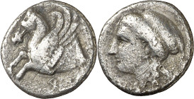 (345-307 a.C.). Corintia. Corinto. Hemidracma. (S. 2636) (CNG. IV, 1879). 1,13 g. MBC.