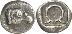 (s. V a.C.). Jonia. Incierta. Tetartemorion. (S. falta) (SNG. Aulock falta). Ex Numismatik Naumann 07/05/2017, nº 252. 0,24 g. MBC+.