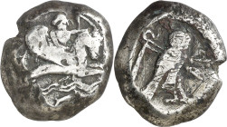 (393-389 a.C.). Fenicia. Tiro. Shekel. (S. 5911 var) (CNG. X, 316 sim). Rayas en reverso. 12,95 g. BC+.