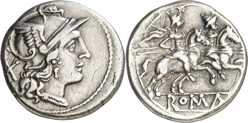 (después 211 a.C.). Anónima. Denario. (Bab. 2) (Craw. 53/2). Golpecitos en canto...