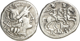(206-195 a.C.). Anónima. Denario. (Bab. 20) (S. 20x) (Craw. 114/1). 3,76 g. MBC.