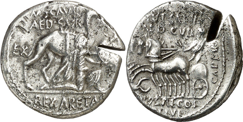 (58 a.C.). Gens Aemilia. Denario. (Bab. 8) (Craw. 422/1b). Corte de cizalla. 3,8...