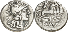 (hacia 136 a.C.). Gens Antestia. Denario. (Bab. 9) (Craw. 238/1). 3,83 g. MBC-.