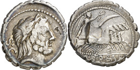 (hacia 83-82 a.C.). Gens Antonia. Denario. (Bab. 1) (Craw. 364/1d). Incisión en reverso. 3,92 g. MBC-.