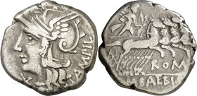 (hacia 137 a.C.). Gens Baebia. Denario. (Bab. 12) (Craw. 236/1c). 3,75 g. MBC.