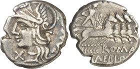 (hacia 137 a.C.). Gens Baebia. Denario. (Bab. 12) (Craw. 236/1c). Golpecitos en canto. 3,81 g. MBC.