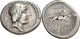 (90 a.C.). Gens Calpurnia. Denario. (Bab. 12) (Craw. 340/1) (FFC. 240). 3,94 g. MBC-.