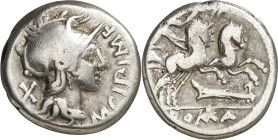 (hacia 115-114 a.C.). Gens Cipia. Denario. (Bab. 1) (Craw. 289/1). 3,85 g. MBC-.