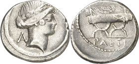 (hacia 46 a.C.). Gens Considia. Denario. (Bab. 2) (Craw. 465/2a). Reverso desplazado. 3,80 g. MBC/MBC-.