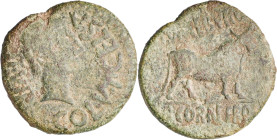 Octavio Augusto. Celsa (Velilla de Ebro). As. (FAB. 804) (ACIP. 1501). 15,07 g. BC+.