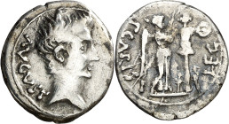 Octavio Augusto. Emerita (Mérida). Quinario. (FAB. 982) (ACIP. 4431) (Spink 1642) (S. 386) (RIC. 1a). 1,74 g. MBC.