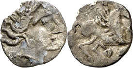 Divisores de imitación emporitana. Hemióbolo. (FAB. 1196) (ACIP. 524). 0,23 g. MBC-.
