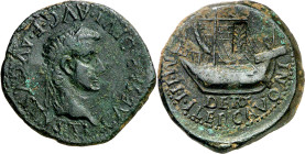 Tiberio. Dertosa (Tortosa). As. (FAB. 1493) (ACIP. 3179). Contramarca palma (ACIP. pág. 782, nº 109). 7,43 g. MBC+/EBC-.