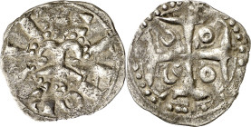 Comtat de Barcelona - Ausona i Girona. Berenguer IV (1131-1162). Barcelona. Diner. (Cru.V.S. 33) (Cru.C.G. 1846). Escasa. 0,77 g. MBC.