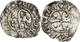 Comtat d'Urgell. Pere d'Aragó (1347-1408). Agramunt. Diner. (Cru.V.S. 134) (Cru.C.G. 1951). Leyendas parcialmente visibles. 0,66 g. (MBC-).