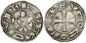 Comtat de Rodés. Hug I, II y III (1132-1196). Rodés. Diner. (Cru.V.S. 154) (Cru.Occitània 66) (Cru.C.G. 2017). 1 g. MBC+.