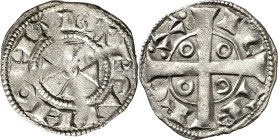 Pere I (1196-1213). Barcelona. Diner. (Cru.V.S 300) (Cru.C.G. 2109). Vellón rico. 1,05 g. MBC+.