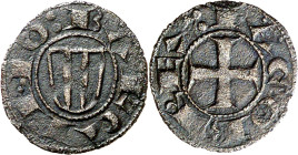 Jaume I (1213-1276). Barcelona. Òbol de doblenc. (Cru.V.S. 305) (Cru.C.G. 2119). Escasa. 0,40 g. MBC.