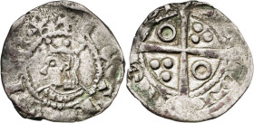 Pere III (1336-1387). Barcelona. Diner. (Cru.V.S. 427 var) (Cru.C.G. 2237 var). A y U latinas. 1,14 g. MBC-.