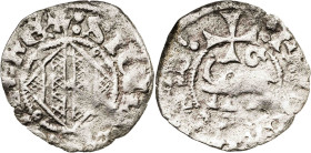 Frederic IV de Sicília (1355-1377). Sicília (Catània). Diner. (Cru.V.S. 705) (Cru.C.G. 2653a) (MIR. 2). Leyendas flojas. Limpiada. Vellón rico. 0,69 g...