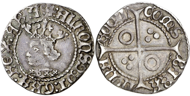 Alfons IV (1416-1458). Perpinyà. Croat. (Cru.V.S. 825.9) (Cru.C.G. 2868l). Liger...