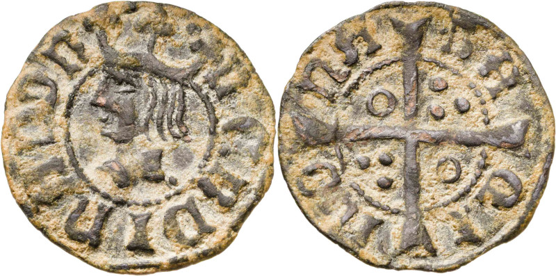 Ferran II (1479-1516). Barcelona. Diner. (Cru.V.S.1163 var) (Cru.C.G. 3085b). 0,...