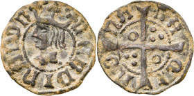 Ferran II (1479-1516). Barcelona. Diner. (Cru.V.S.1163 var) (Cru.C.G. 3085b). 0,49 g. MBC.