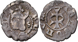 Ferran II (1479-1516). Zaragoza. Dinero jaqués. (Cru.V.S. 1308.7) (Cru.C.G. 3209a). 0,79 g. MBC-.