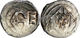 (1482-1489). Girona. Senyal. (Cru.L. 1551) (Cru.C.G. 3727a). Contramarca E (EBC+). Rara y más así. 0,68 g. MBC+.
