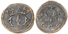 València. La Seu. Jetón. (Cru.L. 2481). Ex Colección Balsach 07/10/2008, nº 6196. Cobre. MBC.