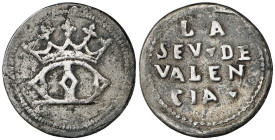 València. La Seu. Jetón. (Cru.L. 2481, var. metal). Ex Colección Balsach 07/10/2008, nº 6197. Latón plateado. MBC.