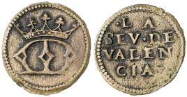 València. La Seu. Jetón. (Cru.L. 2482). Ex Colección Balsach 07/10/2008, nº 6198. Cobre. MBC.