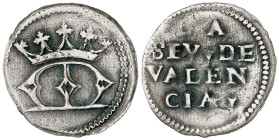 València. La Seu. Jetón. (Cru.L. 2482 var. metal. Ex Colección Balsach 07/10/2008, nº 6200. Latón plateado. MBC.