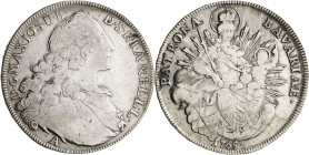 Alemania. Baviera. 1765. Maximiliano III, José. A (Amberg). 1 taler. (KM. 519.2) AG. 27,75 g. BC+/MBC-.