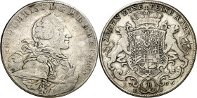Alemania. Brandenburgo-Bayreuth. 1766. Federico Christian. ES. 1 taler. (KM. 252). Escasa. AG. 27,77 g. MBC-.