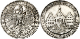 Alemania. Frankfurt del Meno. 1863. 1 taler. (KM. 372). Congreso de los príncipes. Bella. AG. 18,54 g. EBC+.