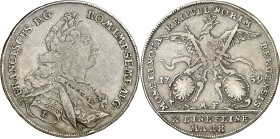 Alemania. Núremberg. 1759. Francisco I. L-MF. 1 taler. (KM. 321). Escasa. AG. 27,64 g. MBC-.