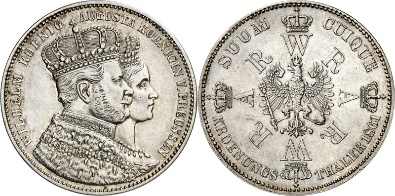 Alemania. Prusia. 1861. Guillermo I. 1 taler. (KM. 488). Coronación de Guillermo...
