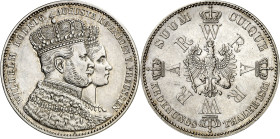 Alemania. Prusia. 1861. Guillermo I. 1 taler. (KM. 488). Coronación de Guillermo y Augusta. AG. 18,49 g. EBC.