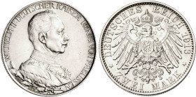 Alemania. Prusia. 1913. Guillermo II. A (Berlín). 2 marcos. (KM. 533). 25 Años de Reinado. Rayitas. AG. 11,11 g. EBC-.