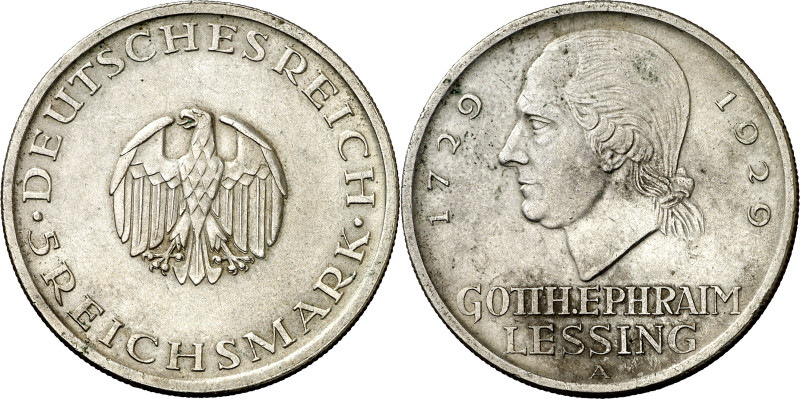 Alemania. 1929. A (Berlín). 5 marcos. (KM. 61). 200º Aniversario del nacimiento ...