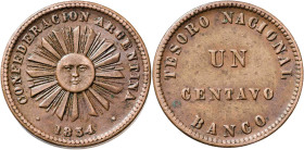 Argentina. 1854. 1 centavo. (KM. 23). CU. 4,93 g. MBC+.