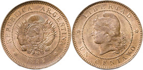 Argentina. 1884. 1 centavo. (KM. 32). CU. 4,96 g. S/C-.