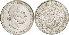 Austria. 1907. Francisco José I. 5 coronas. (KM. 2807). AG. 23,79 g. MBC.