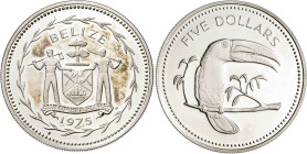 Belice. 1975. Isabel II. 5 dólares. (KM. 44a). AG. 27 g. Proof.