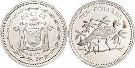 Belice. 1975. 10 dólares. (KM. 45a). Manchita en reverso. AG. 30,53 g. Proof.