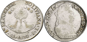 Bolivia. 1830. Potosí. JL. 4 soles. (KM. 96a.1). AG. 13,03 g. BC/BC+.